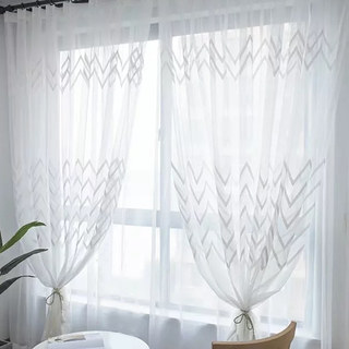 Wave Some Magic Cream Geometric Wave Sheer Curtain 3