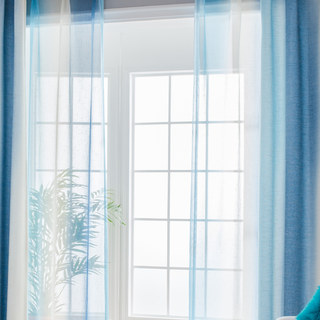 Sea Breeze Cocktail Pastel Sea Blue Coconut White Sheer Curtain 2