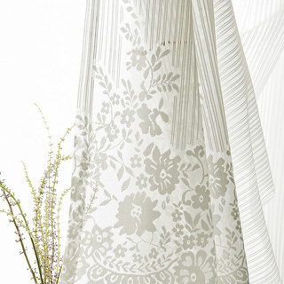 Morning Chamomile Ivory White Lace Sheer Curtain 5