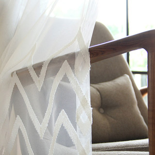 Wave Some Magic Cream Geometric Wave Sheer Curtain 2