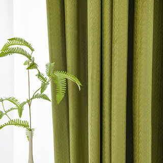 Scandinavian Basketweave Olive Green Velvet Blackout Curtains 1