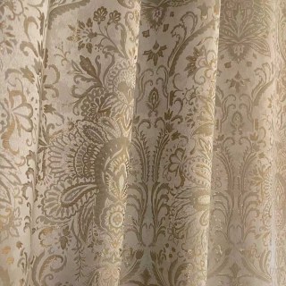 Ritz Luxury Jacquard Cream Gold Damask Floral Curtain 7