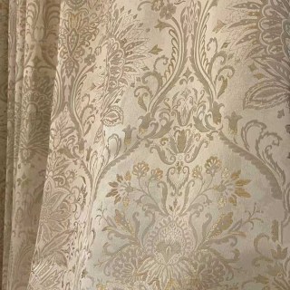 Ritz Luxury Jacquard Cream Gold Damask Floral Curtain 4