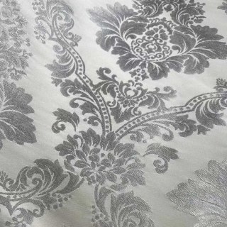 Elite Luxury Jacquard Cream & Silvery Grey Faux Silk Damask Floral Curtain 3