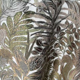 Exotic Foliage Flair Retro Tropical Leaf Olive Green & Brown Blackout Curtain 4