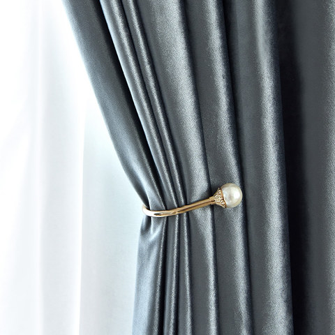 Luxury Metallic Haze Blue Blackout Velvet Curtain Drapes 1