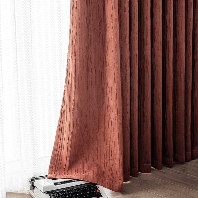 The Crush Terracotta Burnt Orange Rust Red Crushed Striped Blackout Curtain 1