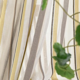 Moondance Yellow Gray Striped Semi Sheer Curtains 7