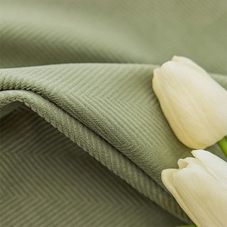 Sunnyvale Herringbone Textured Olive Sage Green Velvet Blackout Curtains 3