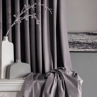 Scandinavian Basketweave Dusky Purple Lavender Embossed Velvet Blackout Curtains 1