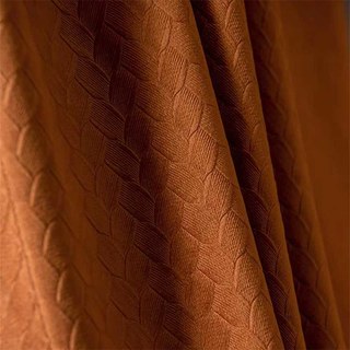 Scandinavian Basketweave Terracotta Burnt Orange Embossed Blackout Velvet Curtains 7