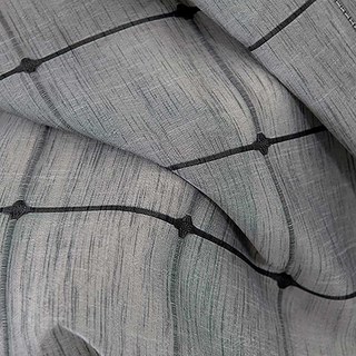 Pane Paradise Checked Grid Charcoal Grey Sheer Curtains 4