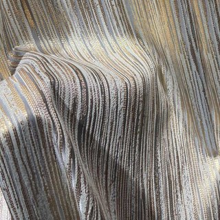 Sunbeam Glistening Subtle Textured Striped Gold & Gray Blackout Curtain 2