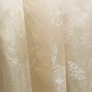 Shimmering Leaves Champagne Gold Sheer Curtain